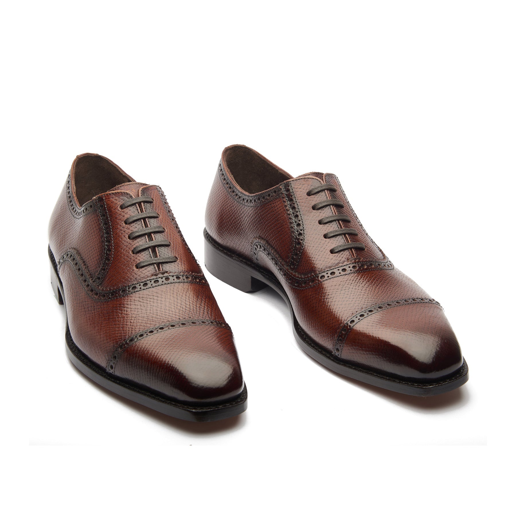 Bemer-X, Quarter Brogue Oxford - Cognac Hatch-grain | Hand Welted Contemporary Classics