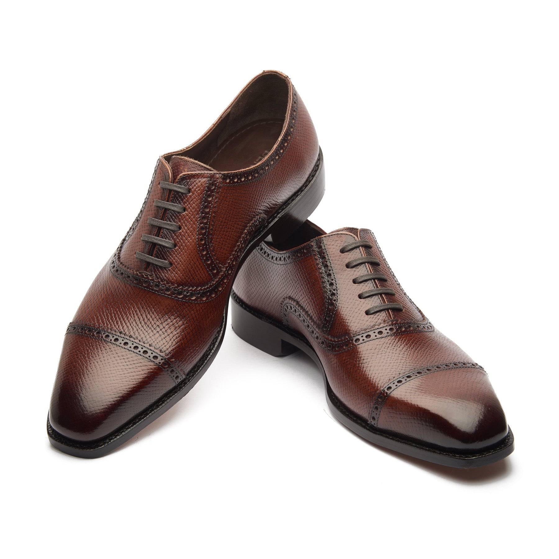 Bemer-X, Quarter Brogue Oxford - Cognac Hatch-grain | Hand Welted Contemporary Classics