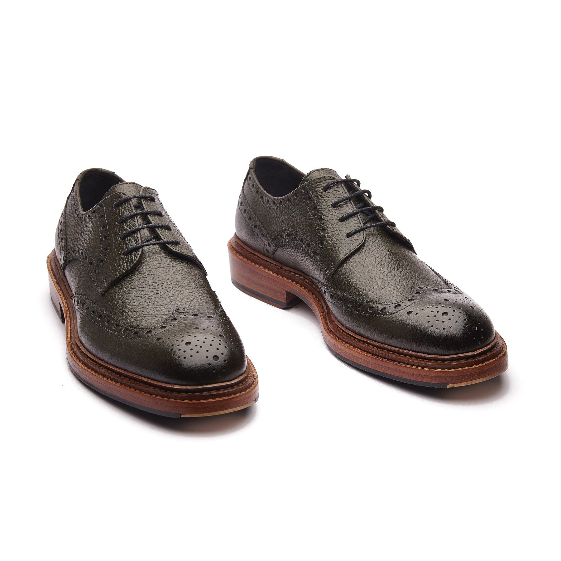 Rudolph-X, Wingtip Derby - Green Milled Grain | New Age