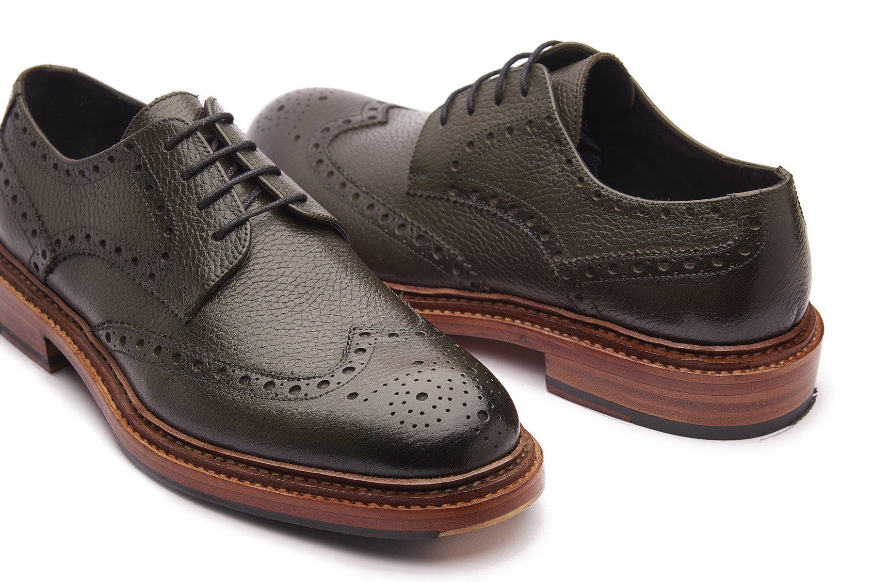 Rudolph-X, Wingtip Derby - Green Milled Grain | New Age