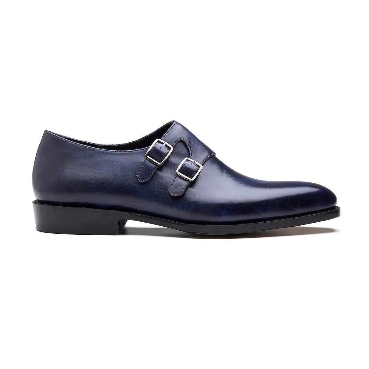 SUITSUPPLY Double Monk strap dark blue leather shoes. Arthur Blue Double Monk Strap Shoes, Men main image 3
