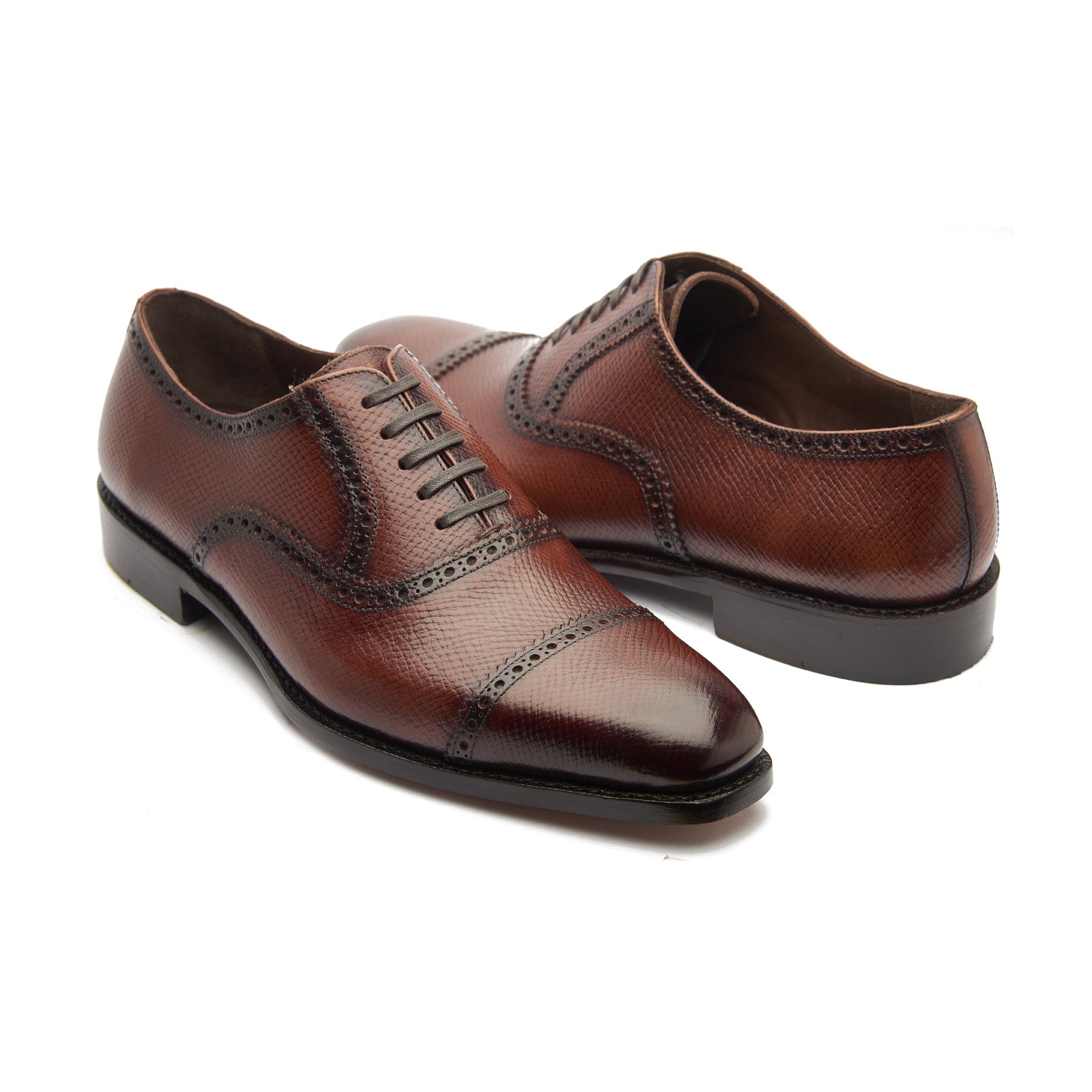 Bemer-X, Quarter Brogue Oxford - Cognac Hatch-grain | Hand Welted Contemporary Classics