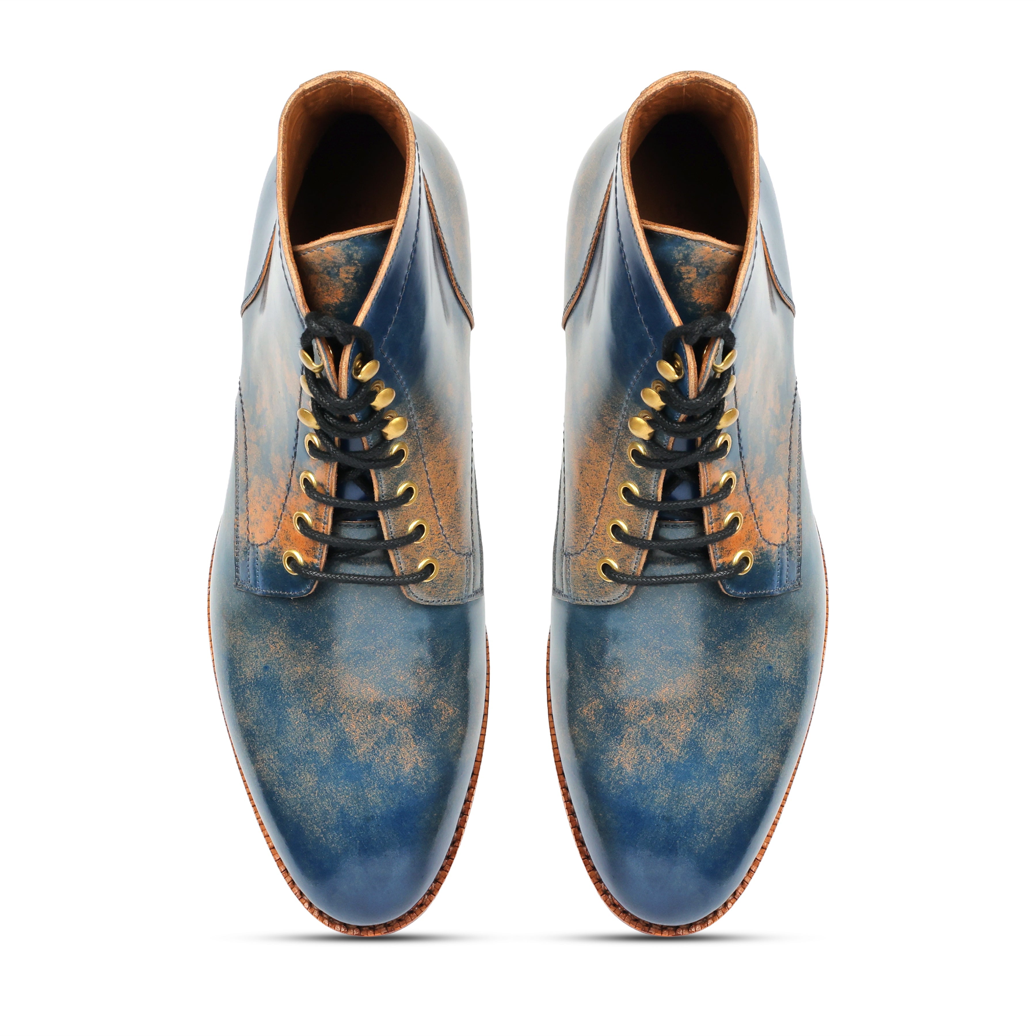 Ocean, Hand Welted Boot - Shell Cordovan Marble Blue |Cordovan Series