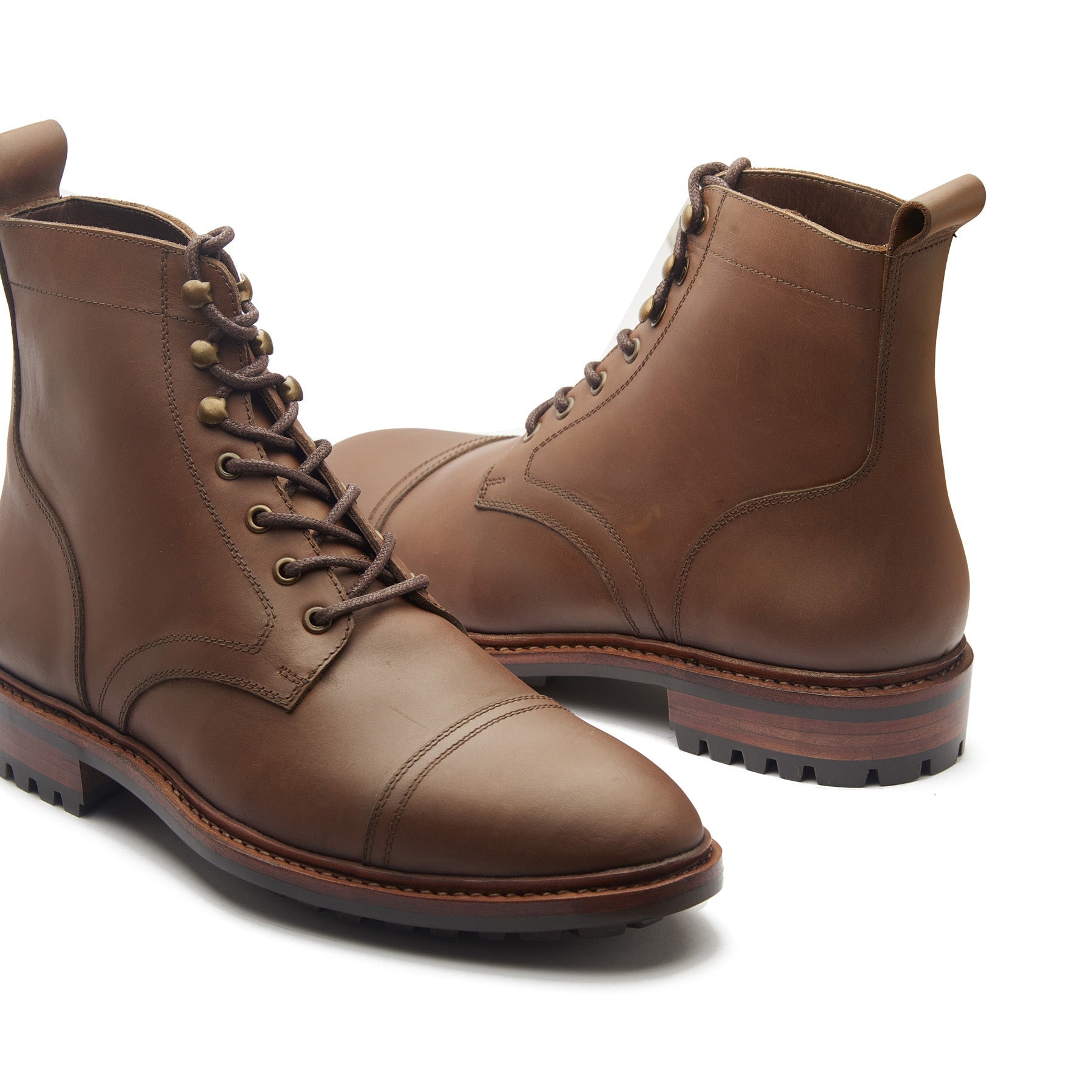 Dixon, Cap-Toe Derby Boot - Brown Waxy Pullup | Hand Welted Stout Boots