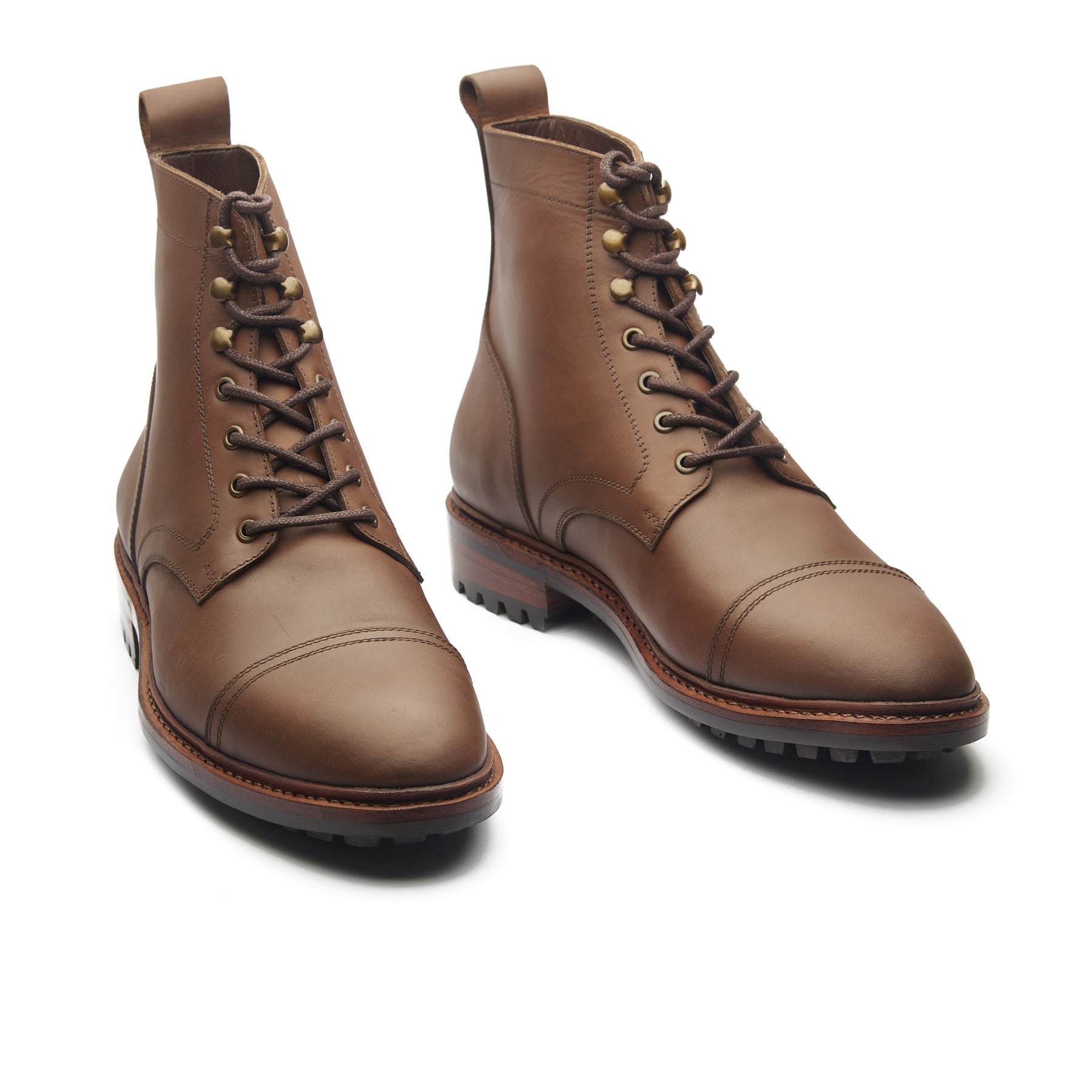 Dixon, Cap-Toe Derby Boot - Brown Waxy Pullup | Hand Welted Stout Boots