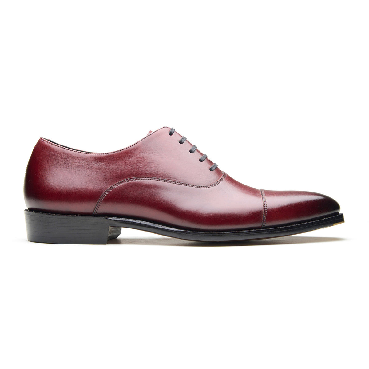 Stanley Blacker Men’s Burgundy Leather Cap-Toe Oxford Dress Shoes Men Solid Toe Cap Leather Oxford Shoes main image 2