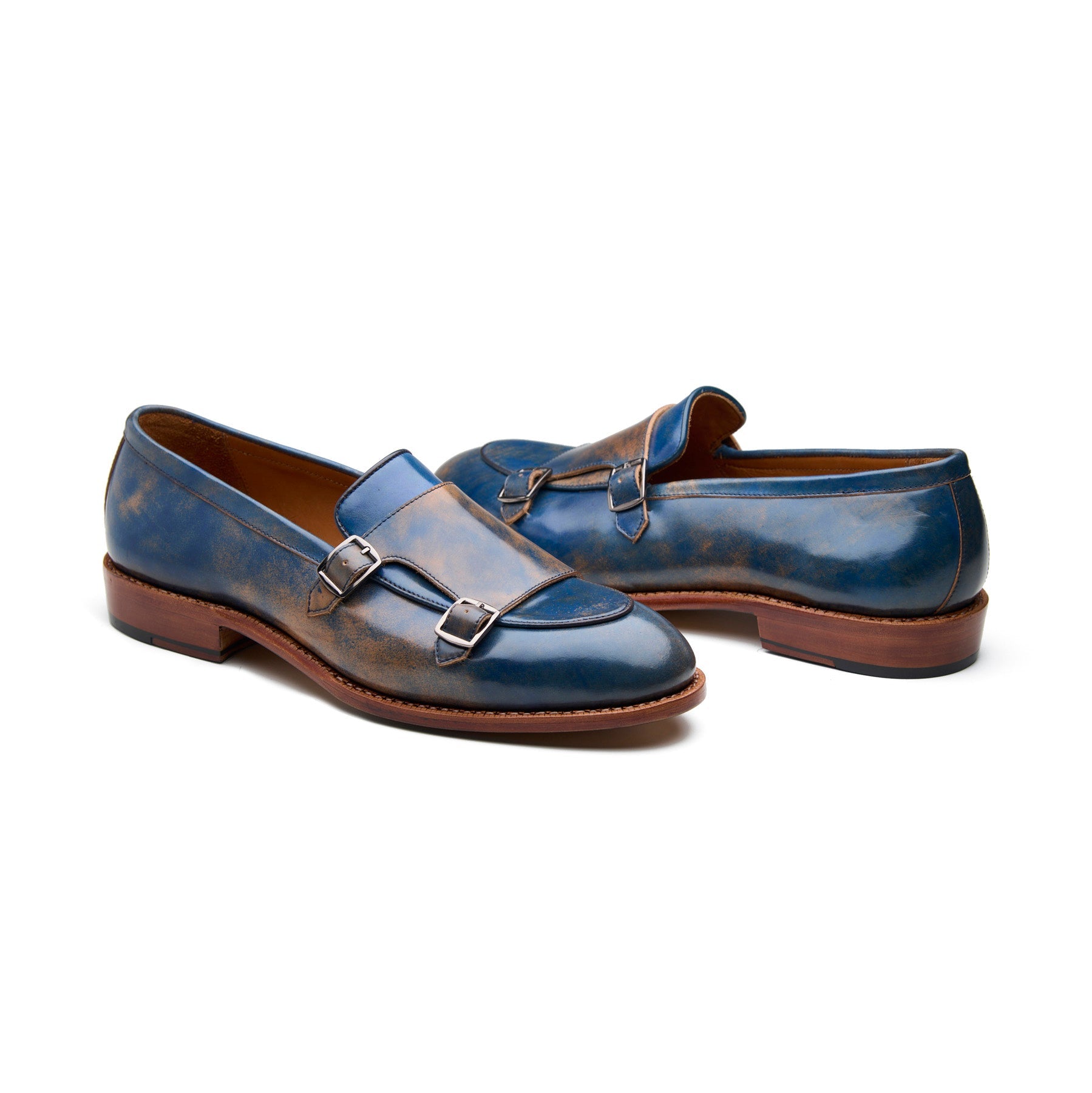 Myron, Monk-Strap Loafer - Shell Cordovan Marbled Blue | Cordovan Series