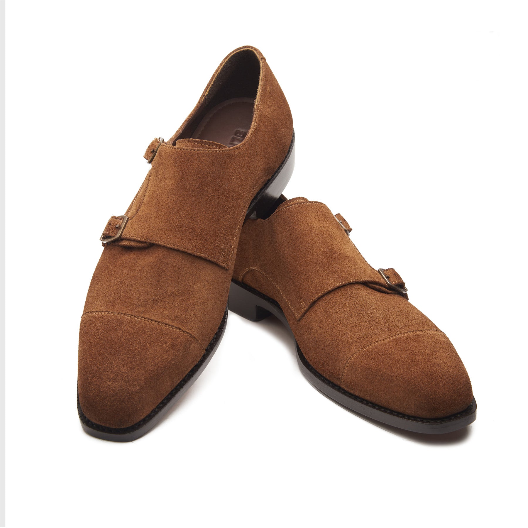 Leon, Cap-toe Double Monk Strap - Tan Suede | Hand Welted Classics Collection