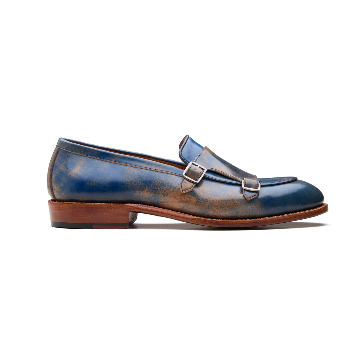 Myron, Monk-Strap Loafer - Shell Cordovan Marbled Blue  display picture 2