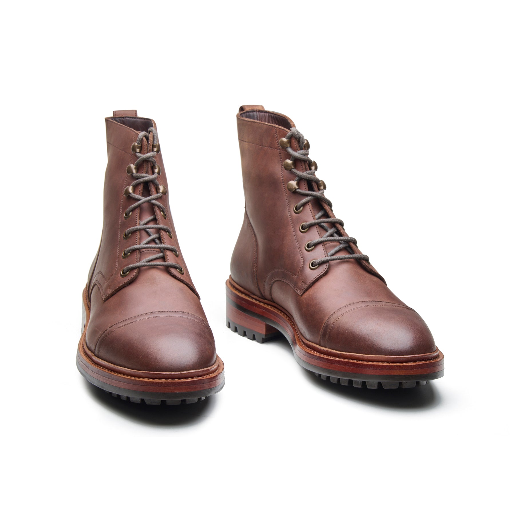 Dixon, Cap-Toe Derby Boot - Brown Waxy Pullup | Hand Welted Stout Boots