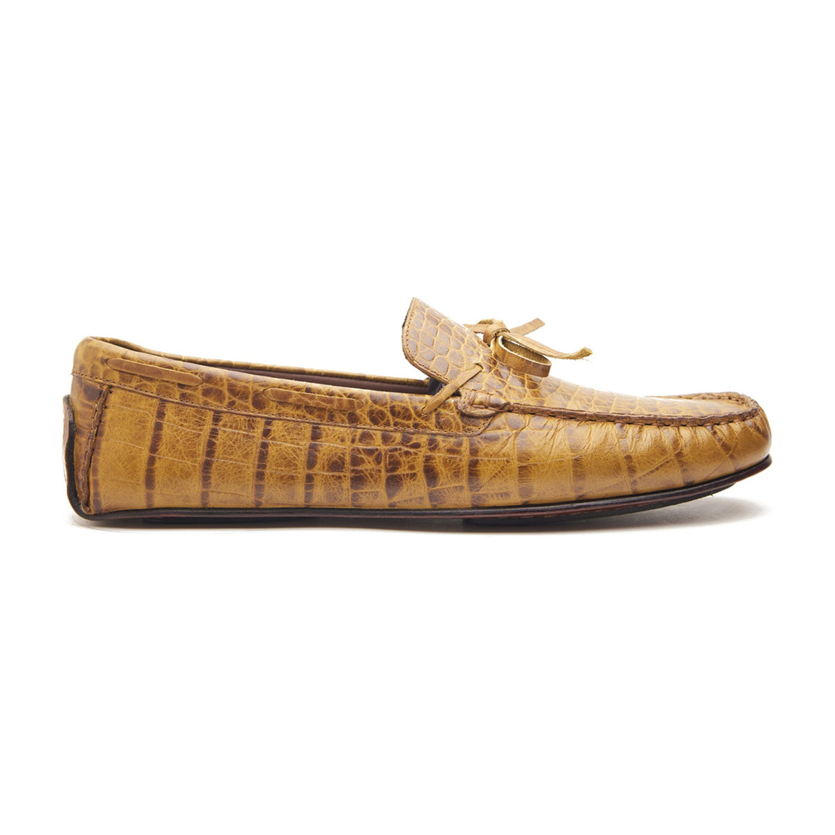 Brass Boot Loafers Shoes Size 8 Full Crocodile Alligator Leather Millbank Bit Loafer (Gold Bit) – Jay Butler main image 3
