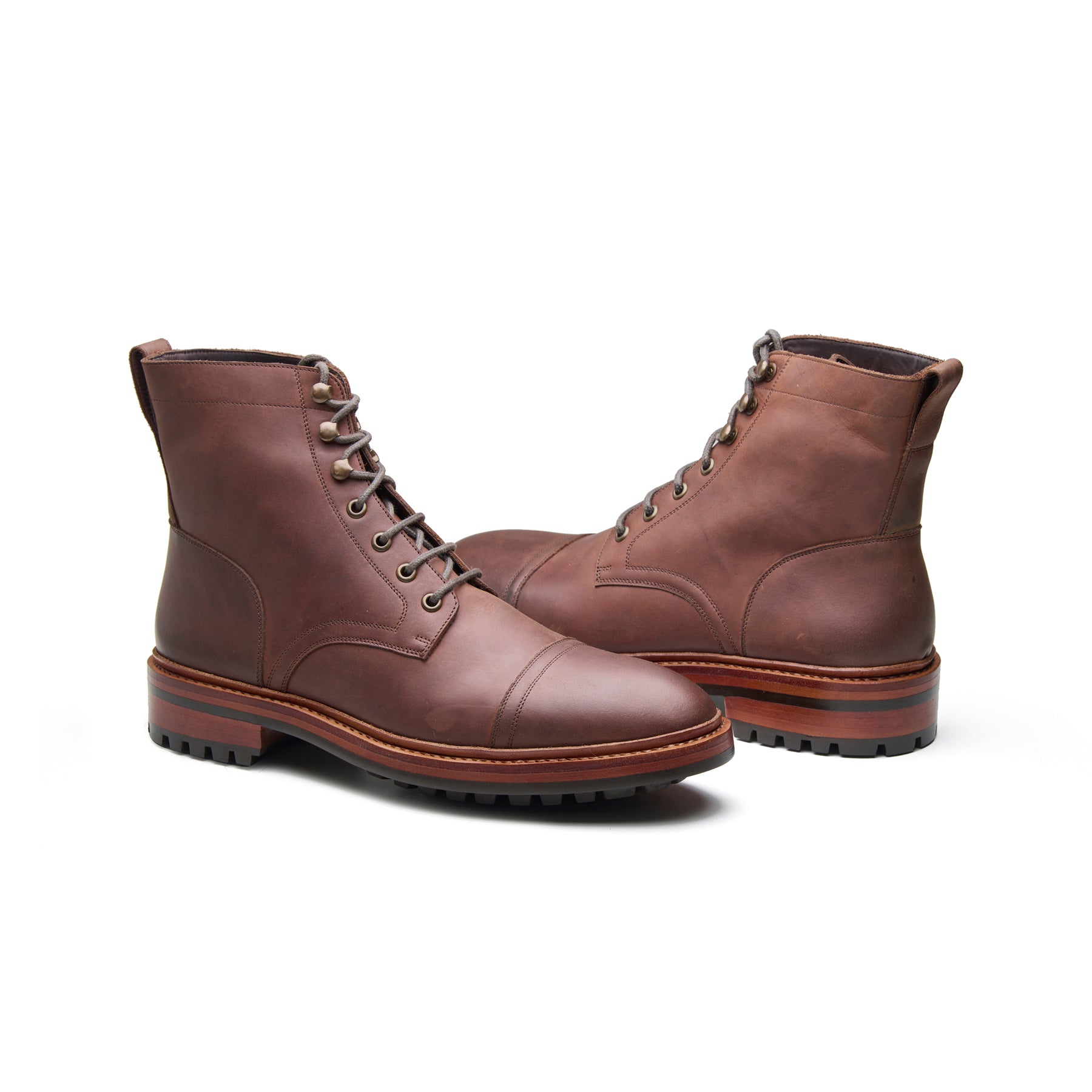 Dixon, Cap-Toe Derby Boot - Brown Waxy Pullup | Hand Welted Stout Boots