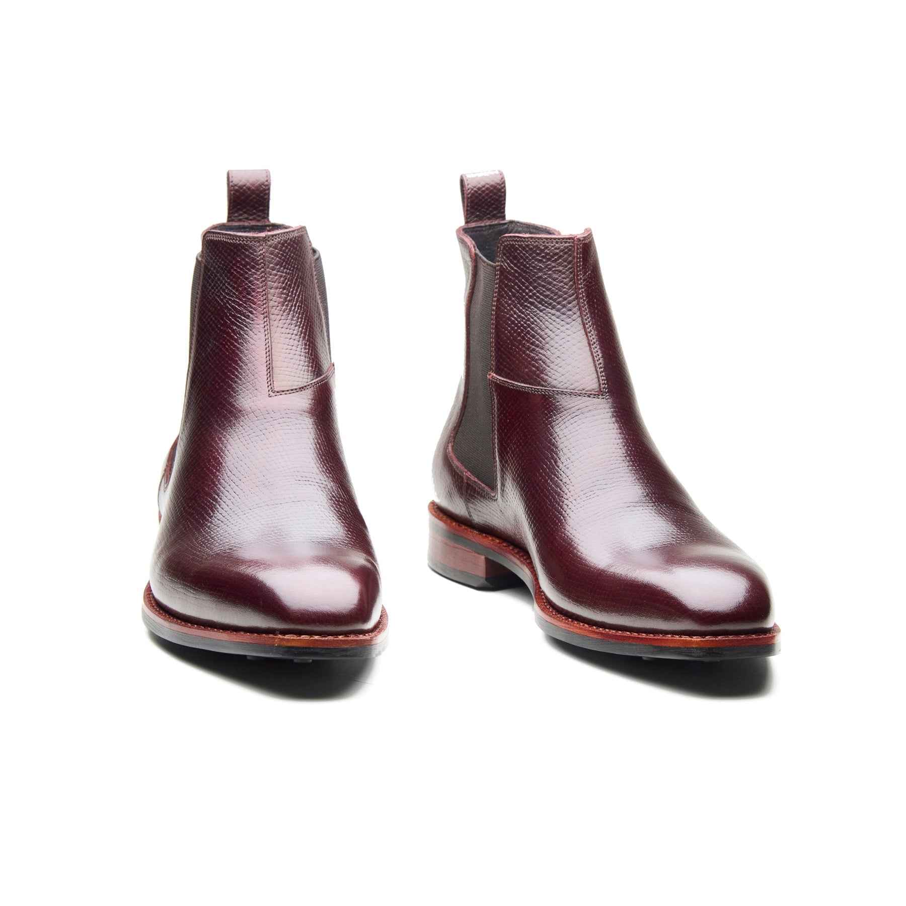 Destrier, Chelsea Boot - Burgundy Hatchgrain | Hand Welted Contemporary Classics