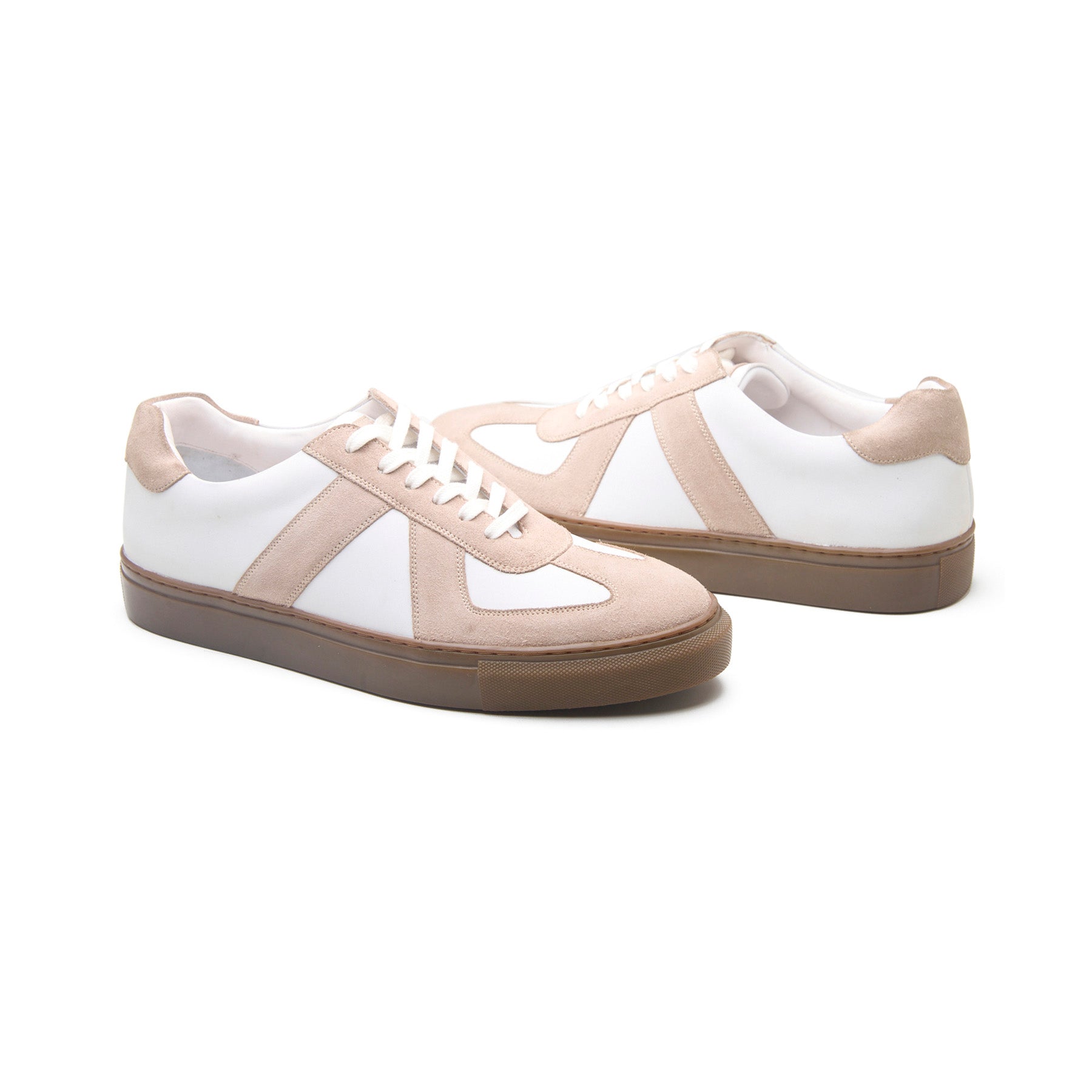 Martin Low Top, German Army Trainer - White & Beige Suede | Smart Casuals