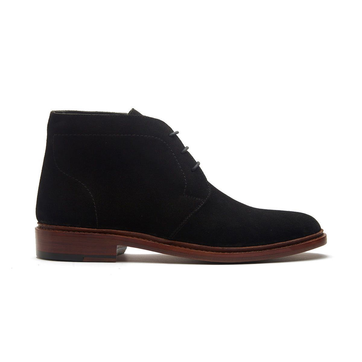Lucas, Unlined Chukka Boot - Ox Reverse Black | Hand Welted 