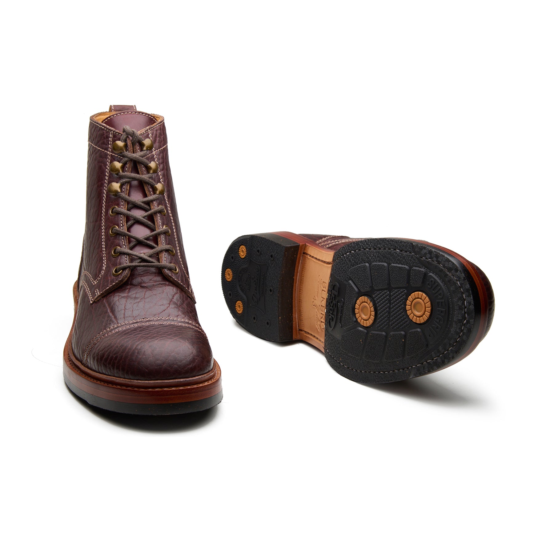 Dixon-Z, Cap-Toe Derby Boot - Mahogany Shrunken Bison