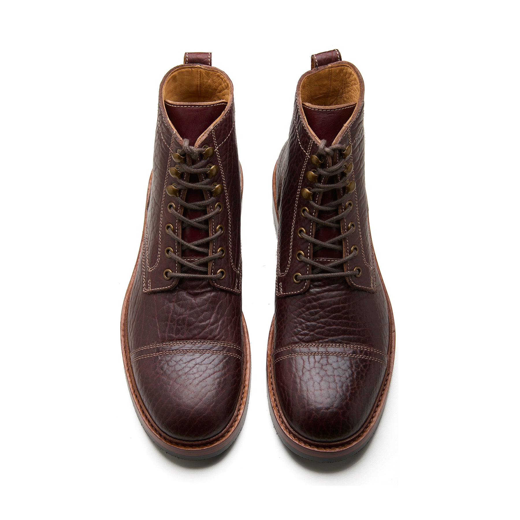 Dixon-Z, Cap-Toe Derby Boot - Mahogany Shrunken Bison