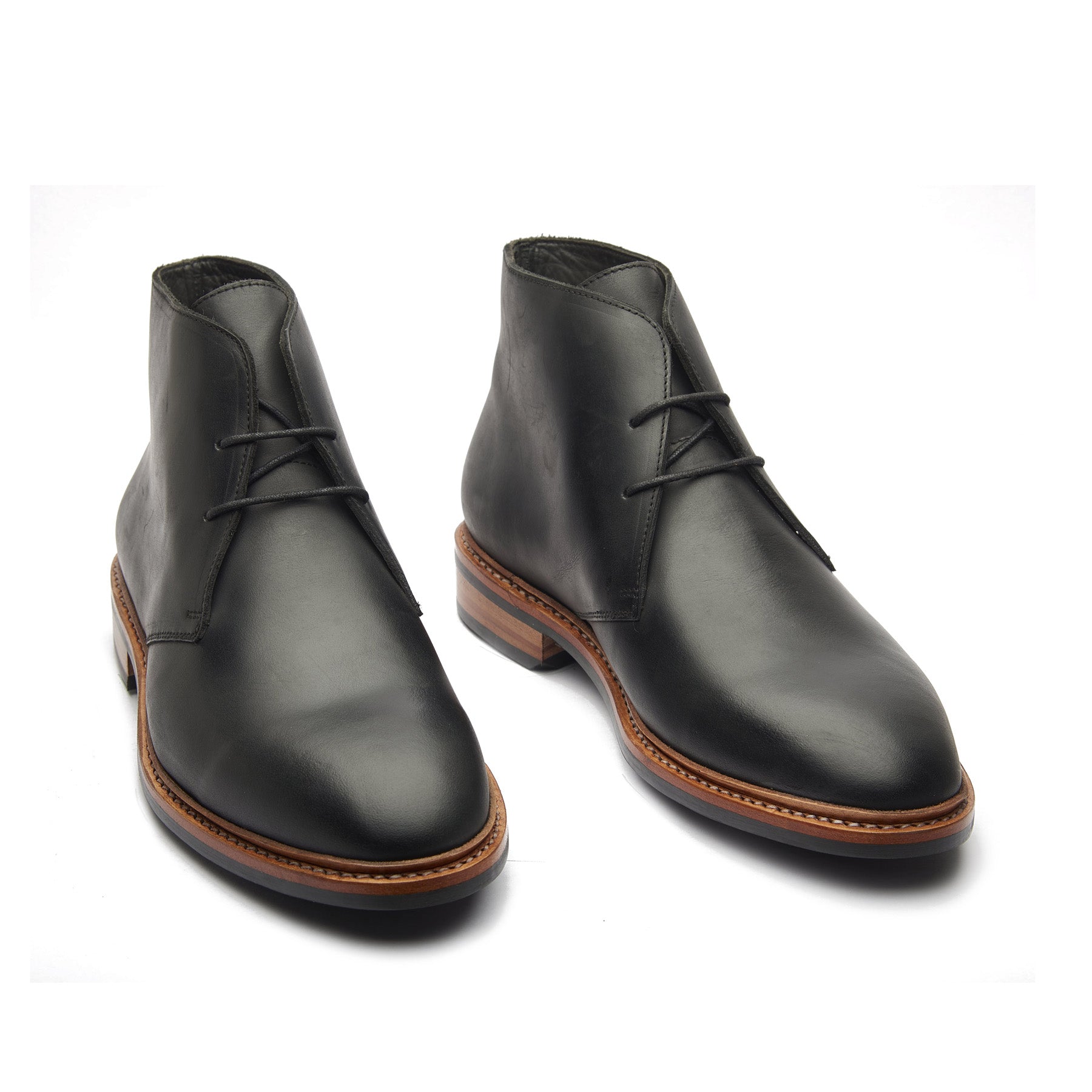 Fenrir, Chukka Boot - Black Waxy Pullup | Storm Welt Construction | Hand Welted Stout Boots
