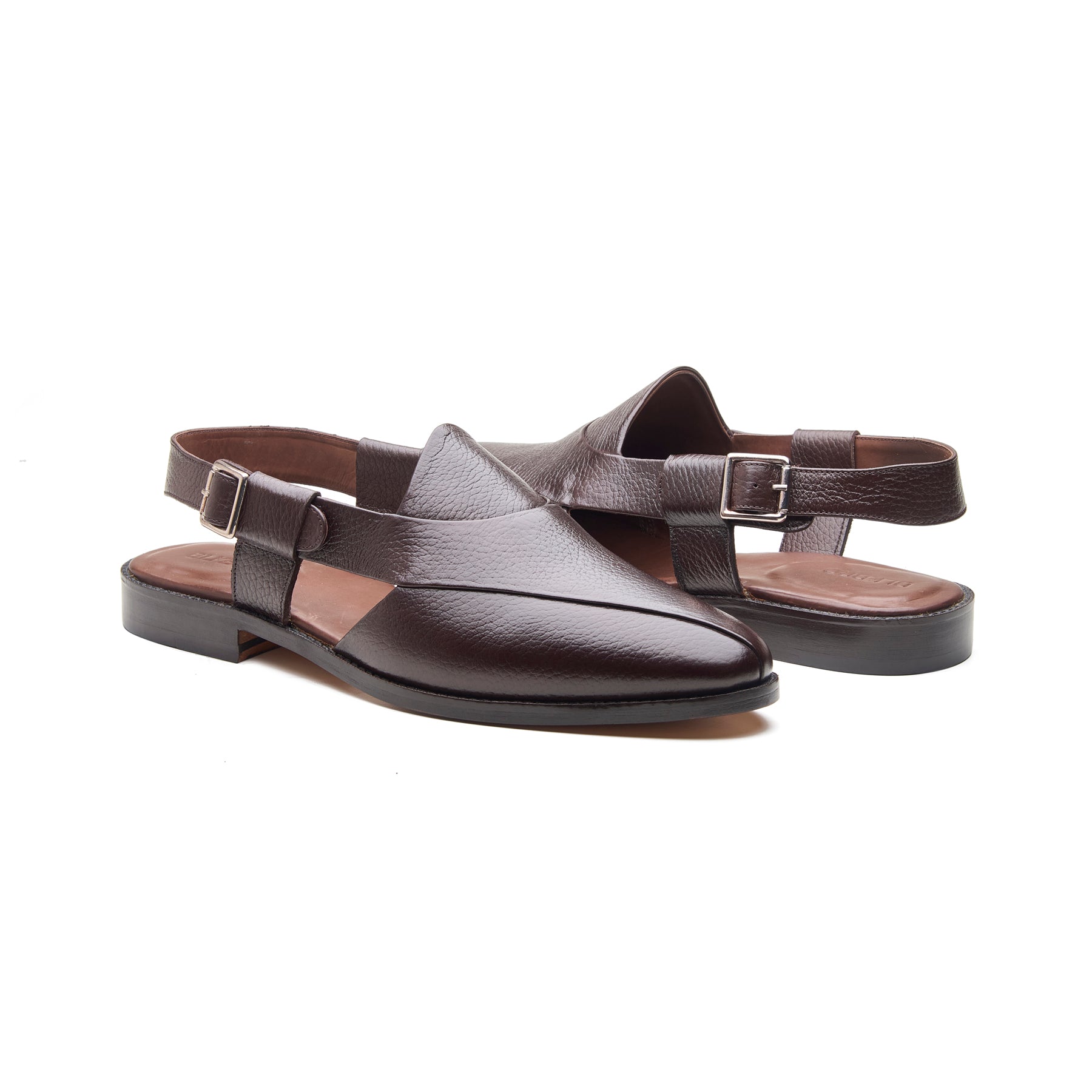 Peshawari, Closed-Toe Sandal - Brown Milled Grain | Rajputana Collection