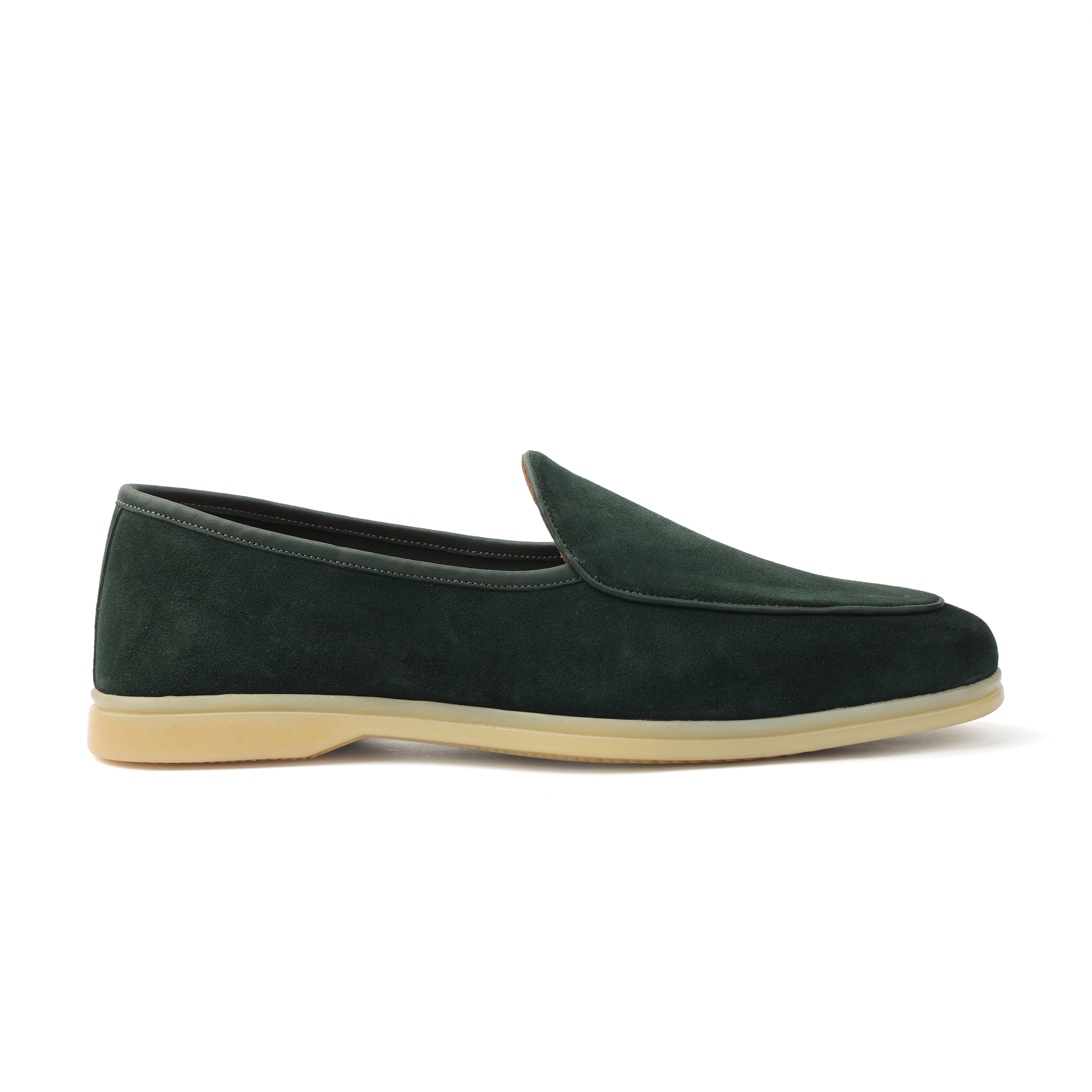 Lorenzo, Belgian Loafer - Castorino Suede Bottle Green | Unlined Flex Collection