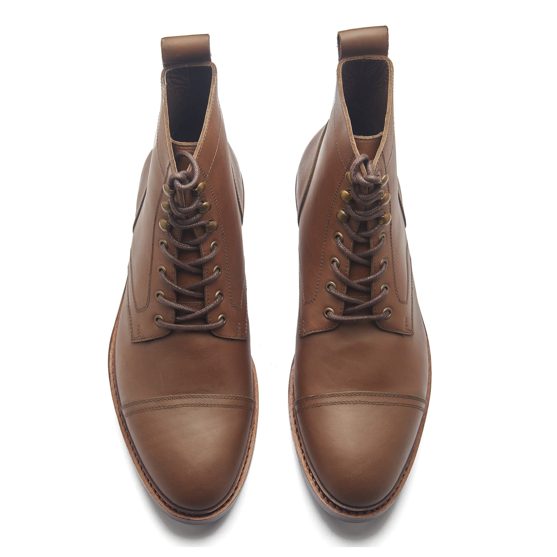 Dixon, Cap-Toe Derby Boot - Brown Waxy Pullup | Hand Welted Stout Boots