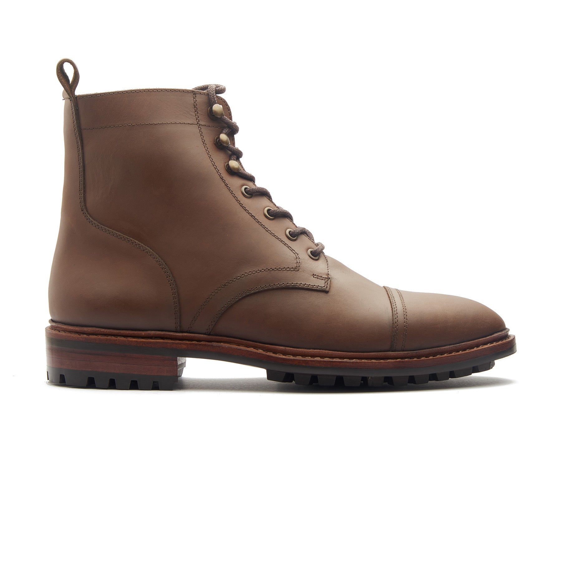 Dixon, Cap-Toe Derby Boot - Brown Waxy Pullup | Hand Welted Stout Boots