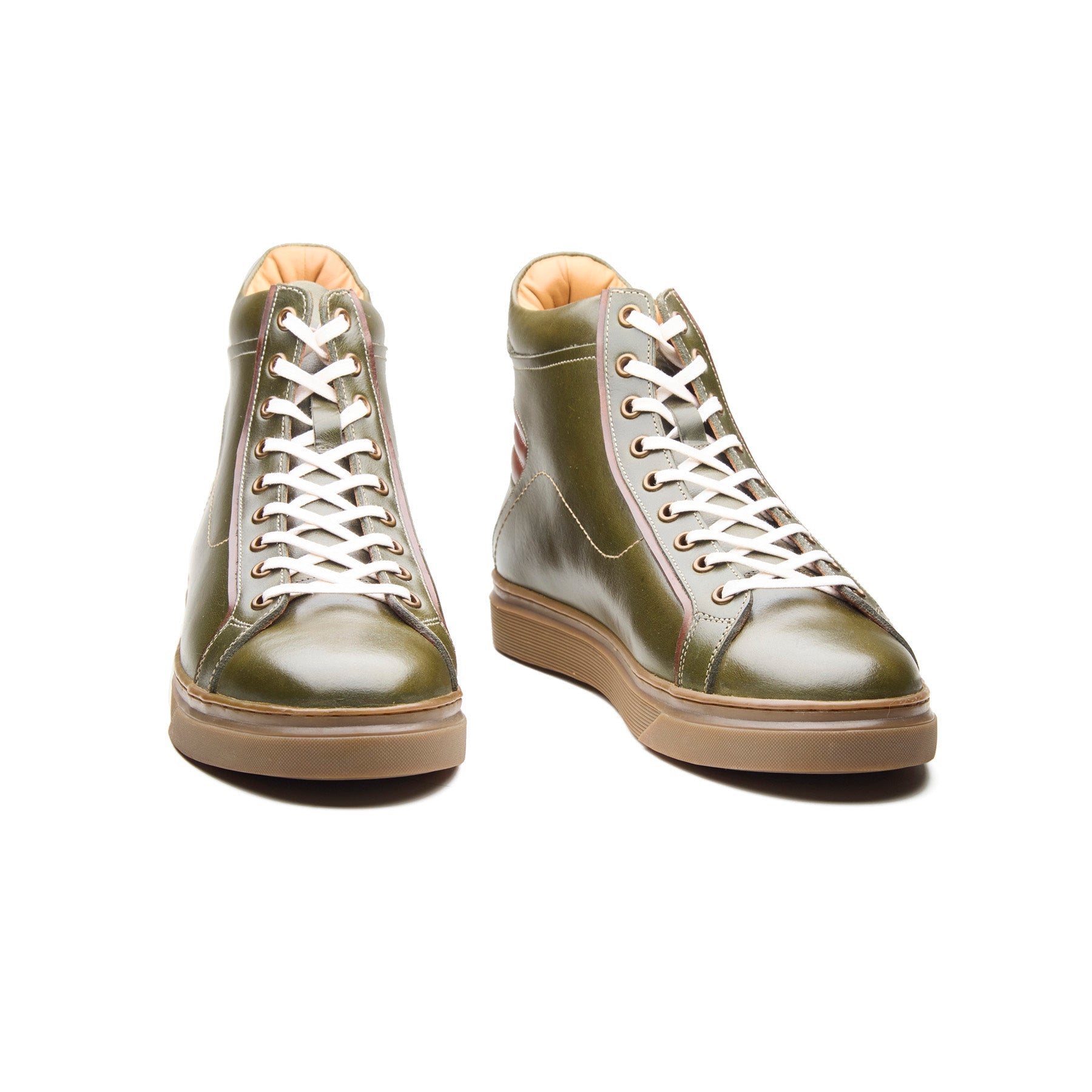 Kaiser, High Top Work Sneaker - Olive Pullup | Smart Casuals