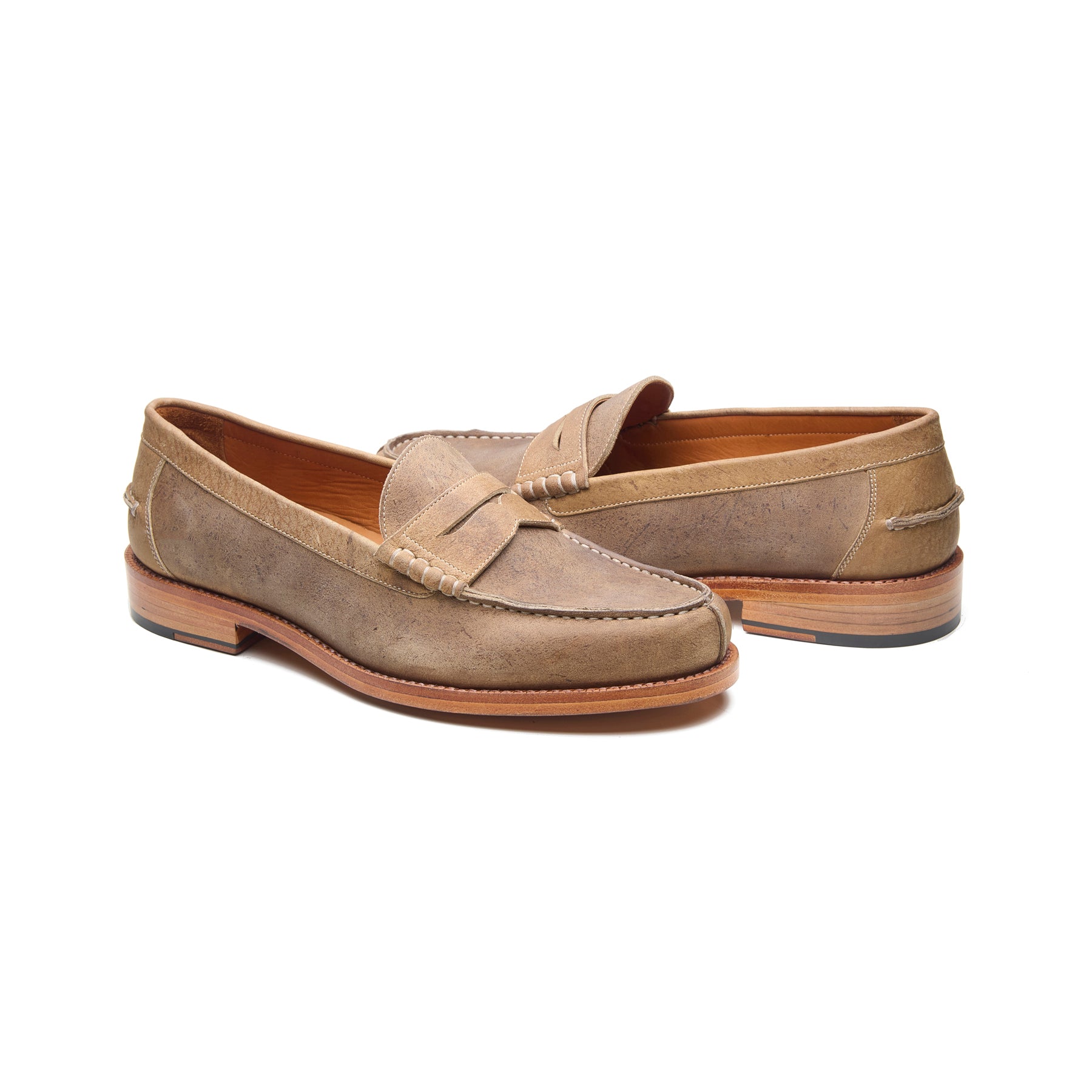 Niagara, Norwegian Split Toe Loafer - Beige Kudu Waxy | Goodyear Welted