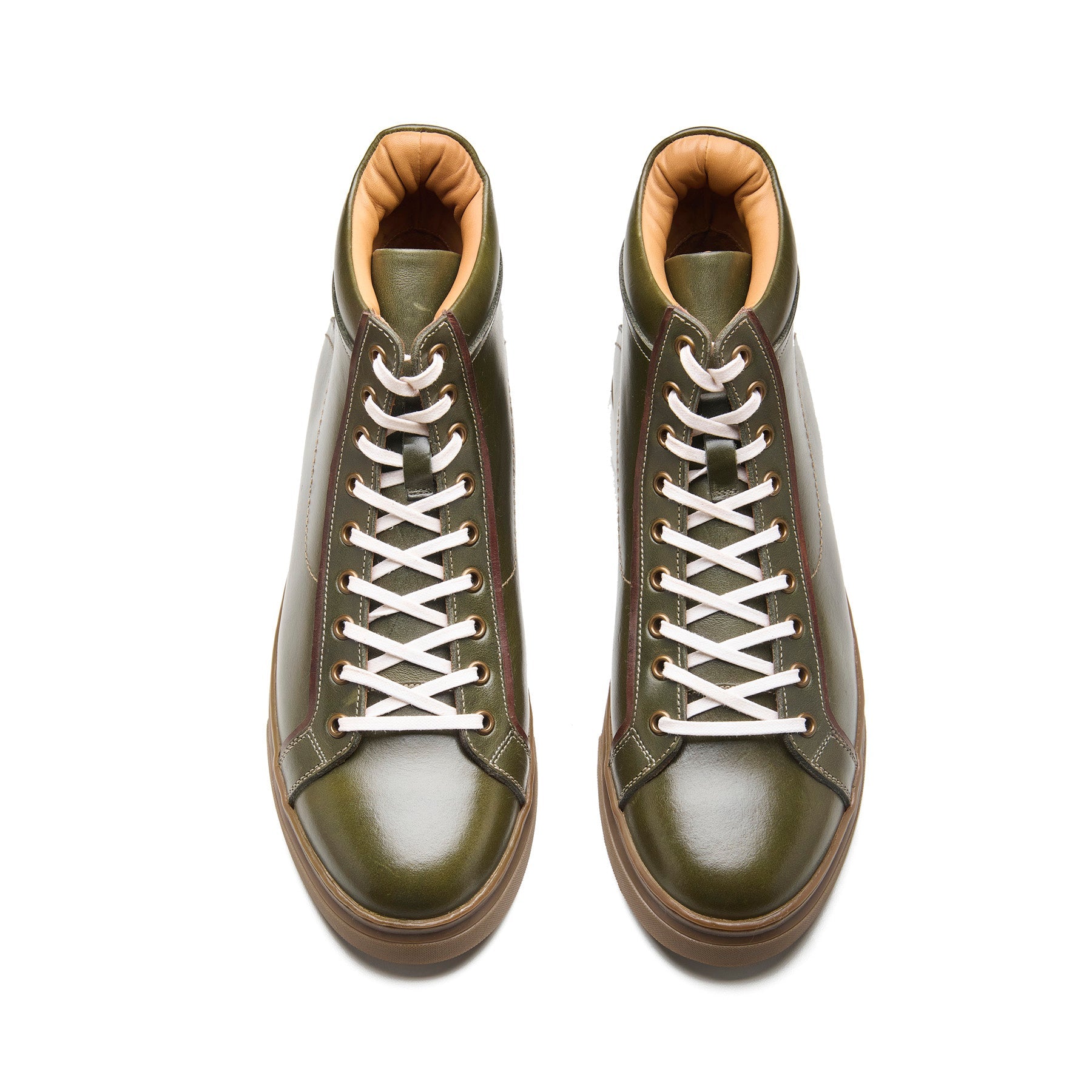 Kaiser, High Top Work Sneaker - Olive Pullup | Smart Casuals