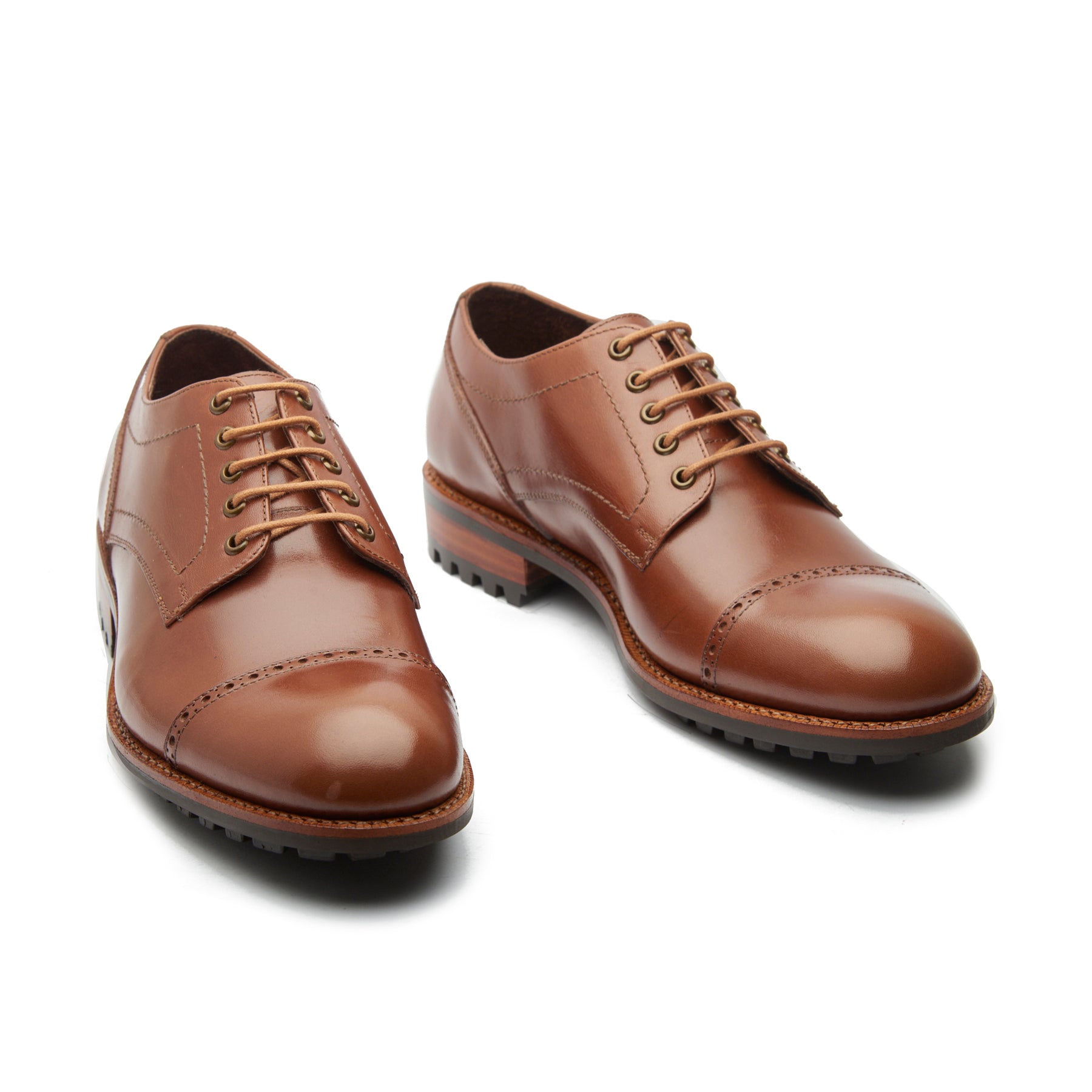 Ragna, Cap-Toe Derby Shoe - Brown Waxy Pull-up