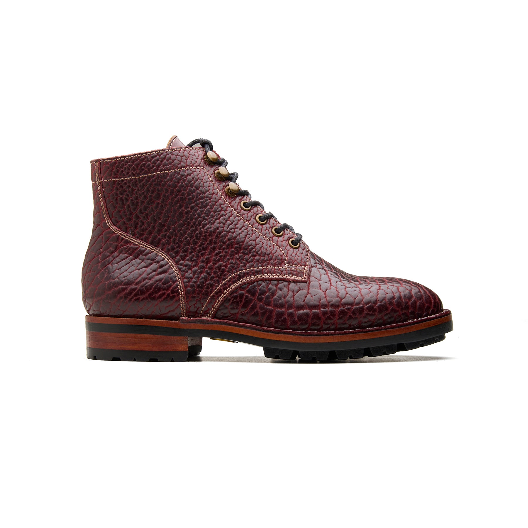 Rudiger-X, Service Boot - Black Cherry Shrunken Bison