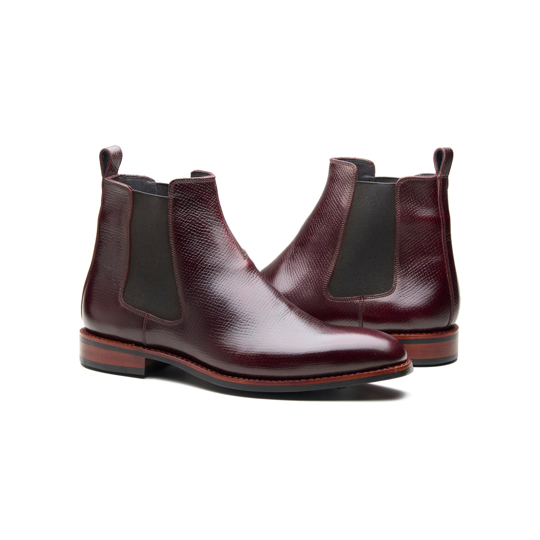 Destrier, Chelsea Boot - Burgundy Hatchgrain | Hand Welted Contemporary Classics