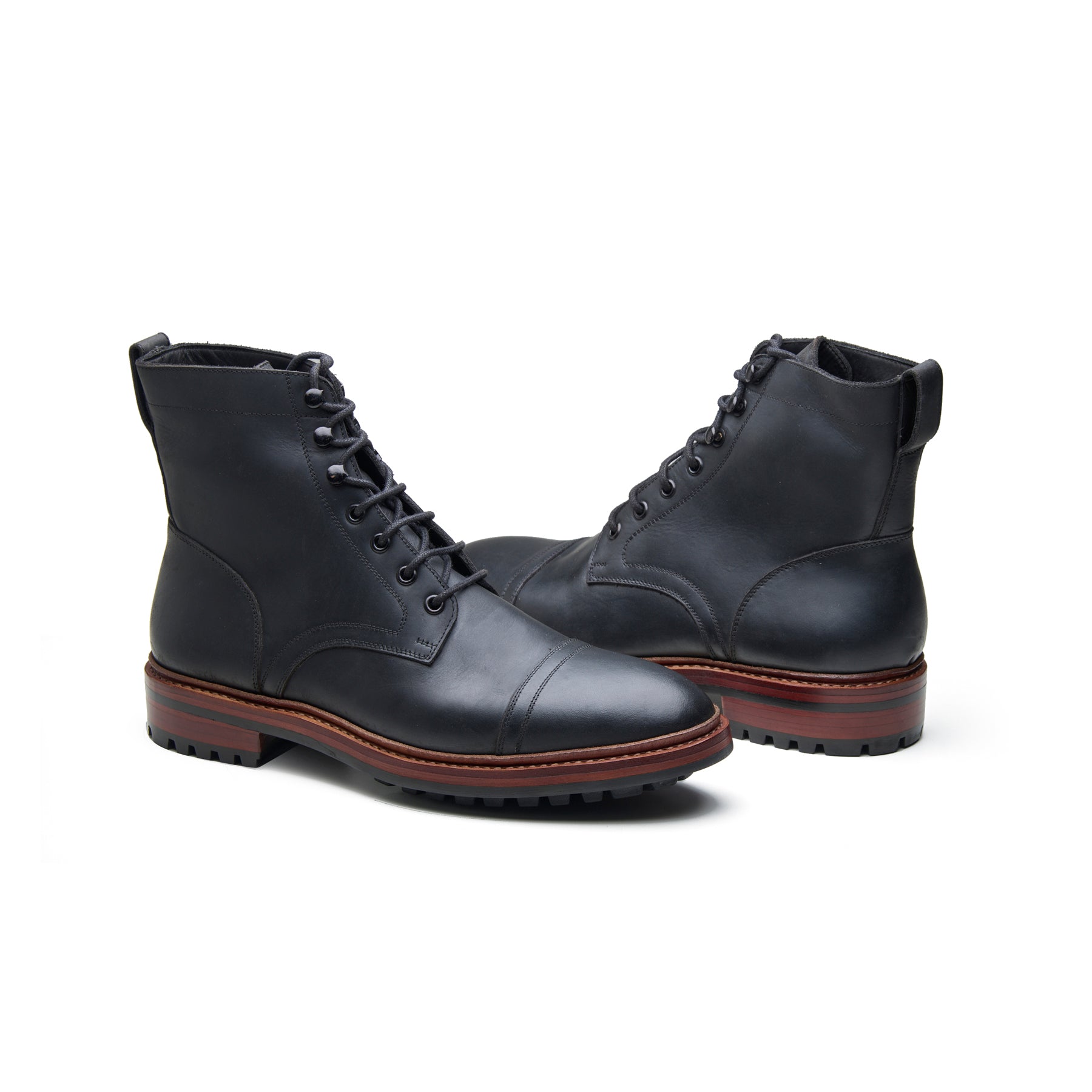 Dixon, Cap-Toe Derby Boot - Black Waxy Pullup | Hand Welted Stout Boots