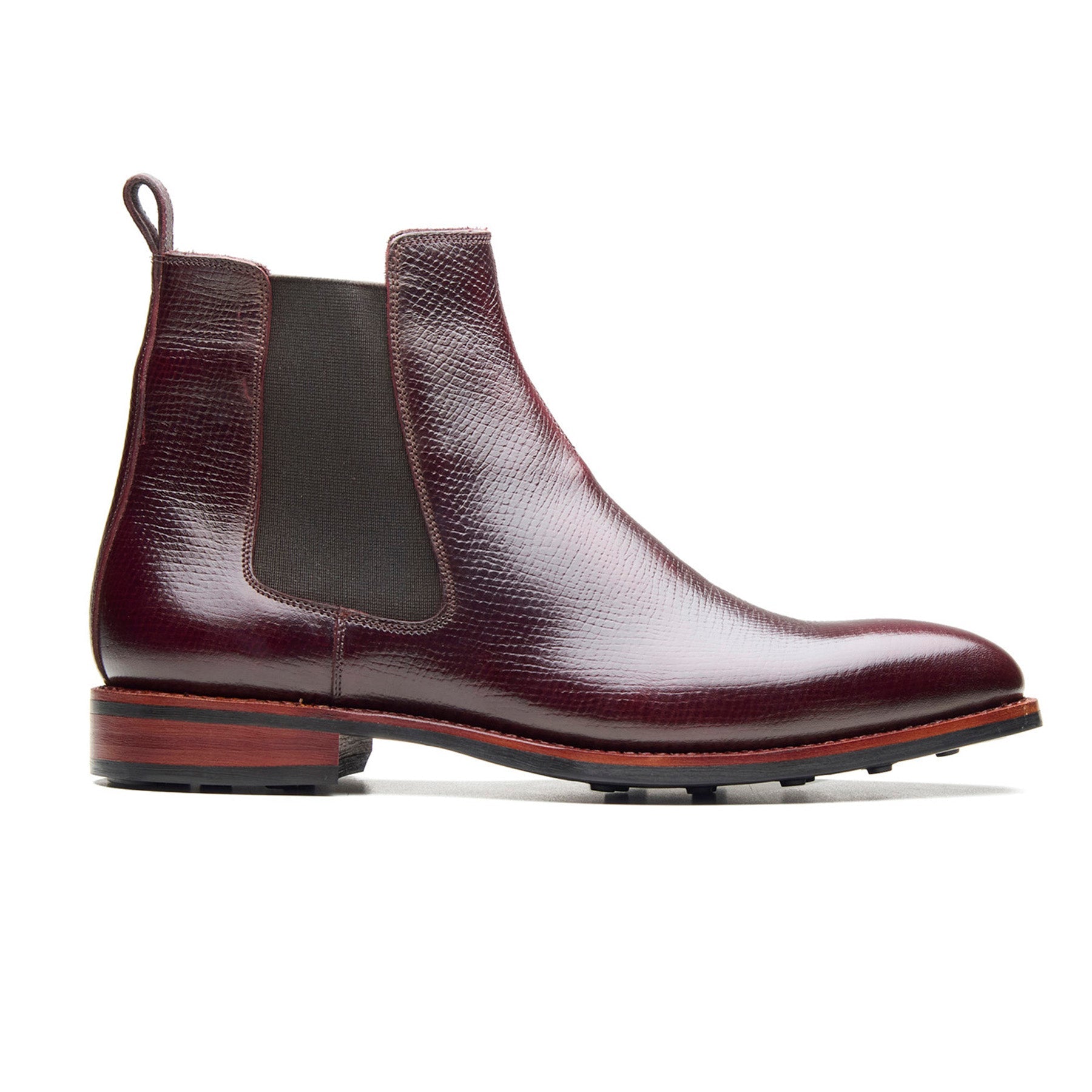 Destrier, Chelsea Boot - Burgundy Hatchgrain | Hand Welted Contemporary Classics