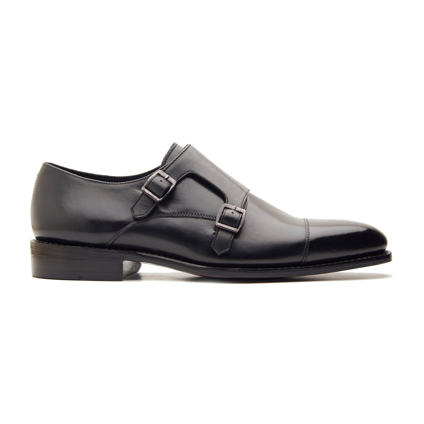 Leon, Cap-toe Double Monk Strap - Black | Hand Welted Classics Collection