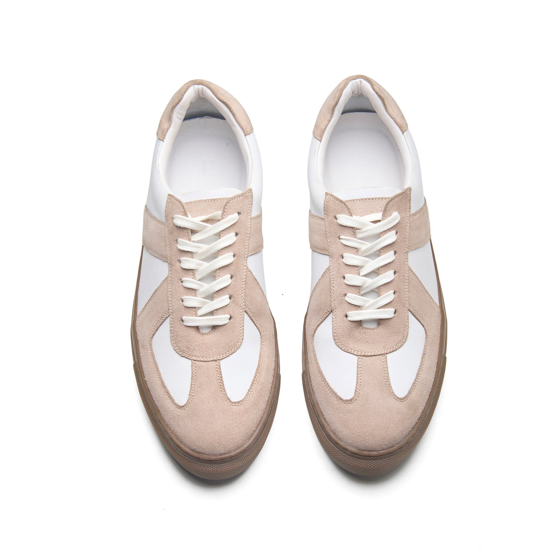 Martin Low Top, German Army Trainer - White & Beige Suede | Smart Casuals