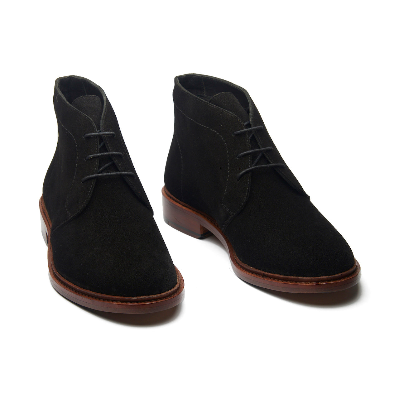 Lucas, Unlined Chukka Boot - Ox Reverse Black | Hand Welted Smart Casuals